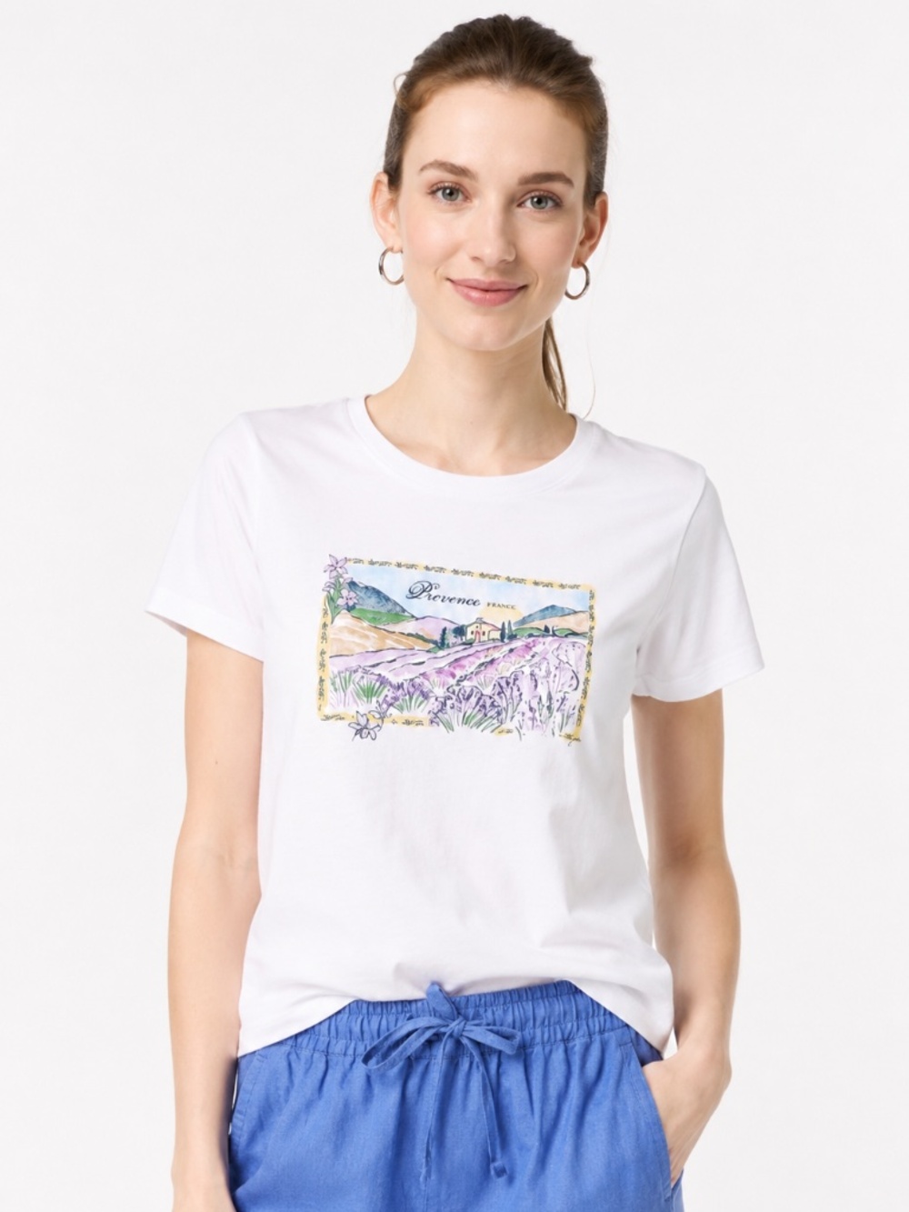 J Crew Top L Provence France White